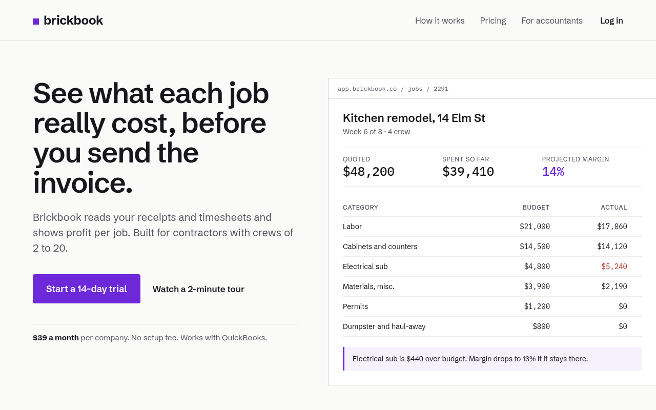 After: an example software hero with a real product table